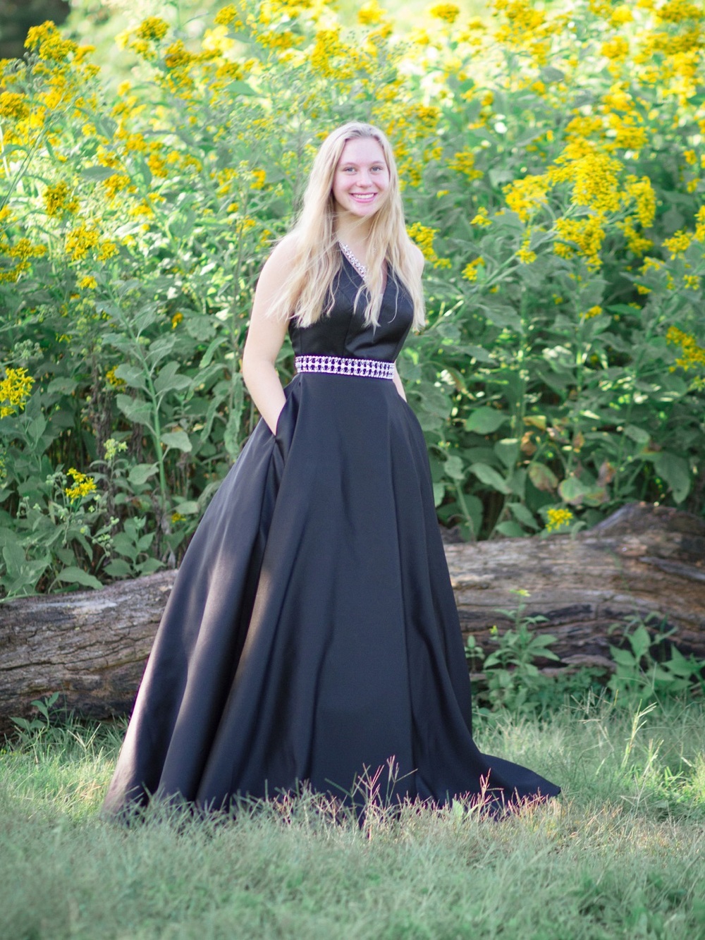 Studio 17 Black A-Line Maxi Skirt with Rhinestone Waistband